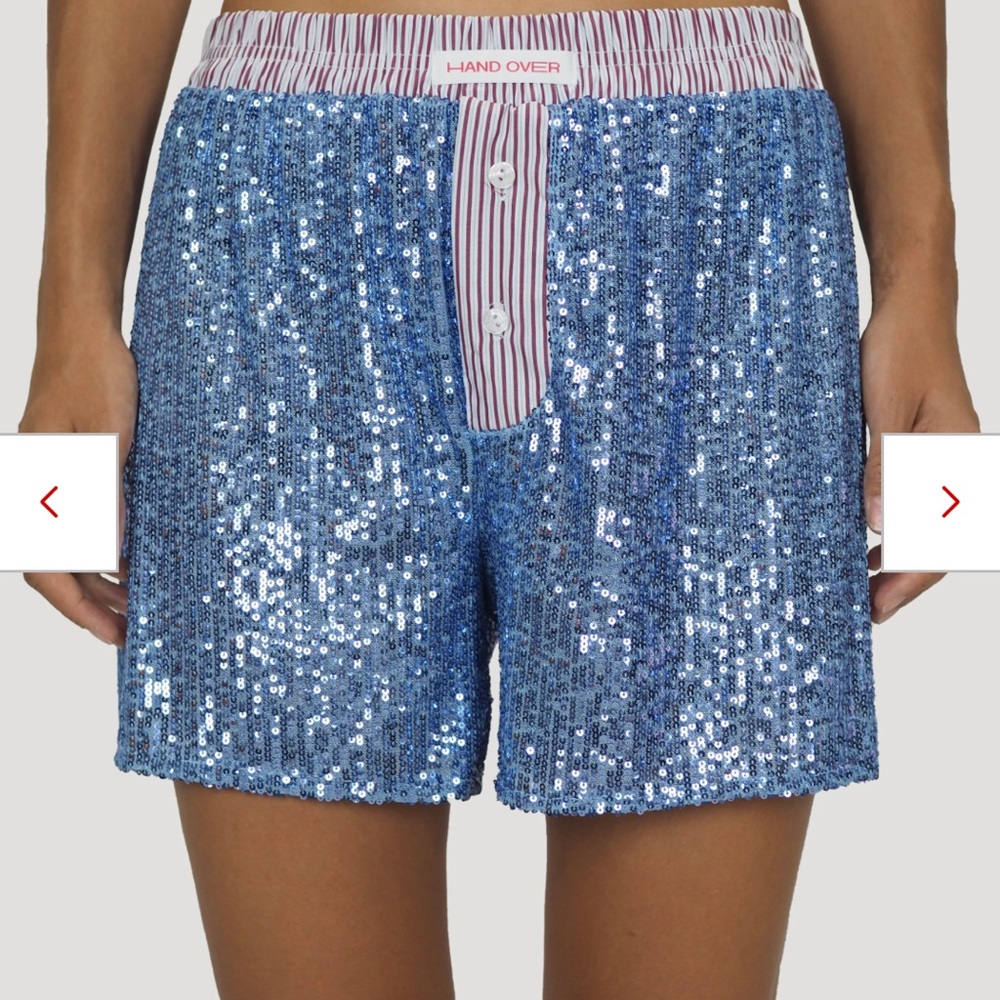Hand Over Blue Sequin Women's Shorts